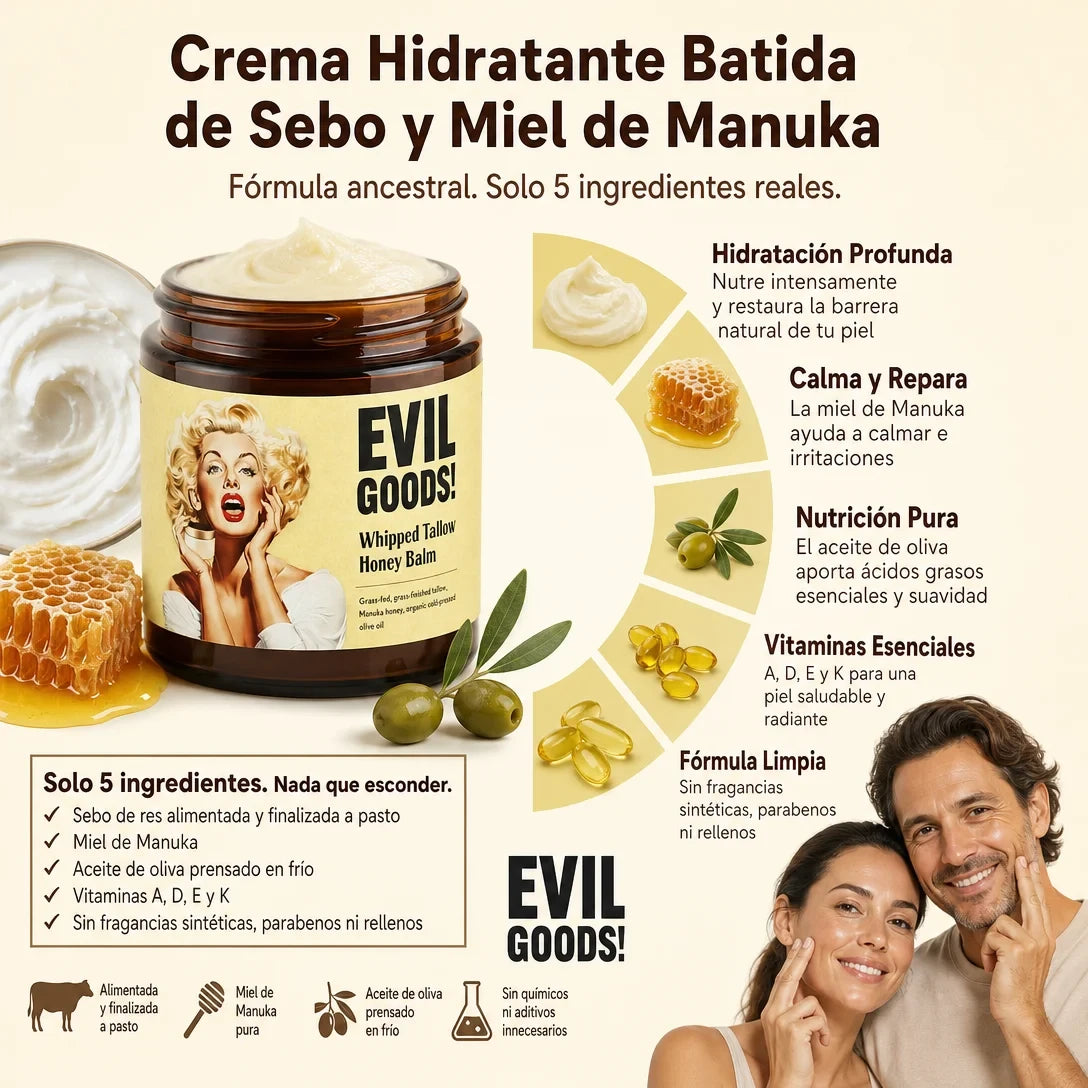 Crema Hidratante de Ternera y Miel Evil Goods - Oferta limitada
