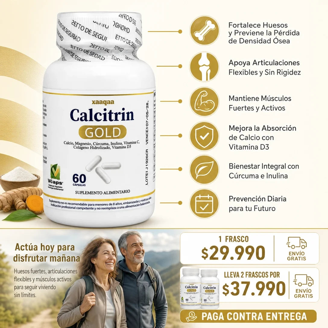 Calcitrin Gold 60 cap. Fómula Premium - Calcio + Vitaminas D3