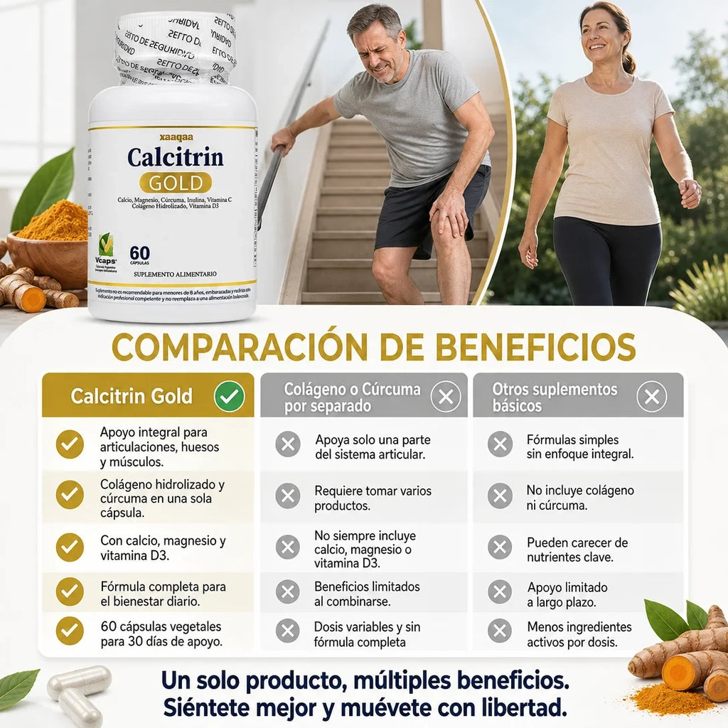 Calcitrin Gold 60 cap. Fómula Premium - Calcio + Vitaminas D3