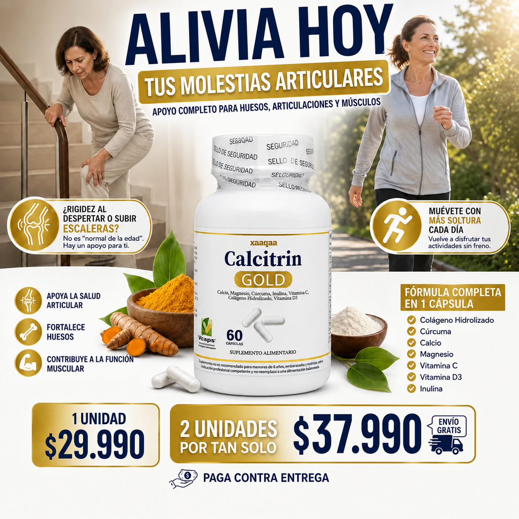 Calcitrin Gold 60 cap. Fómula Premium - Calcio + Vitaminas D3