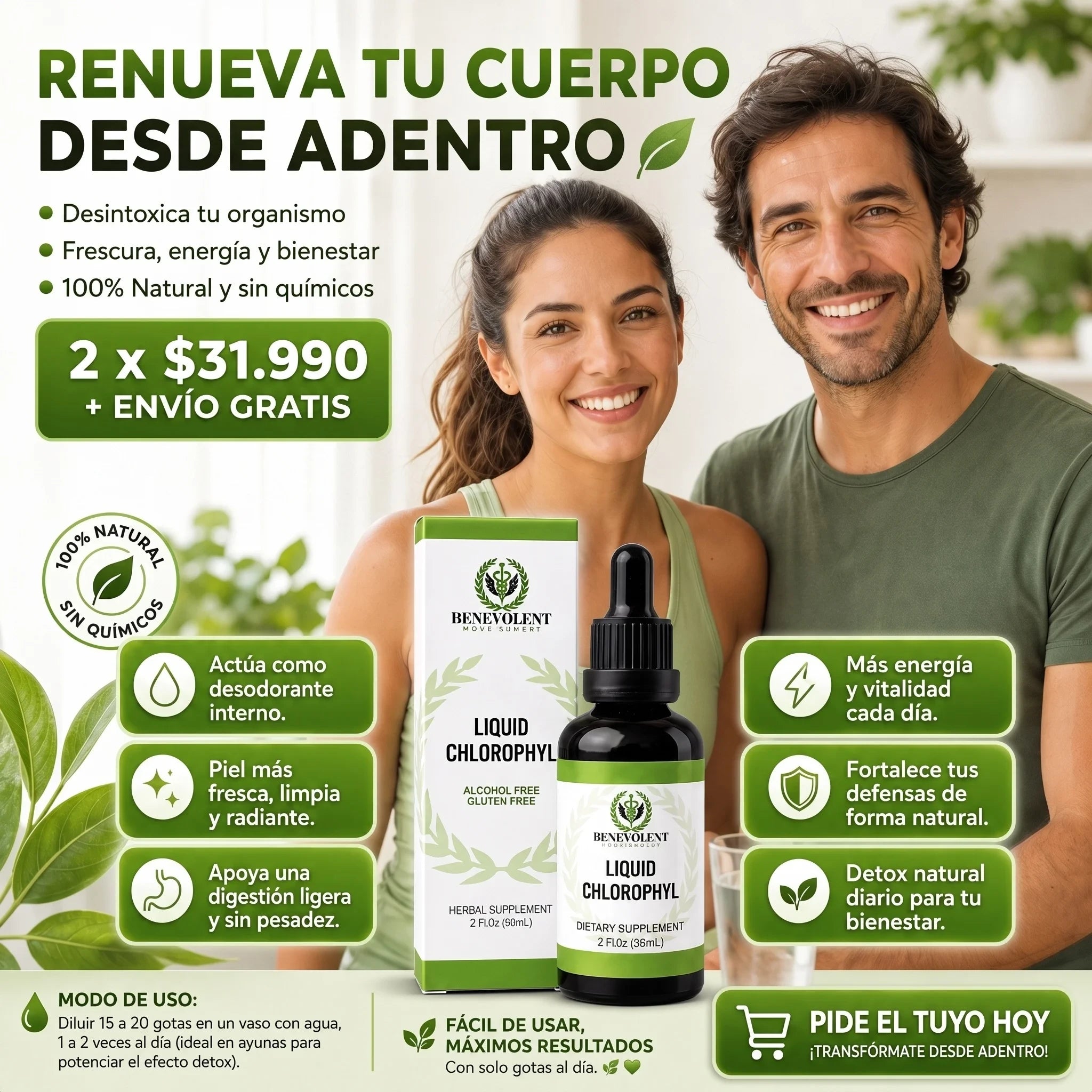 Clorofila Benevolent Detox x 60 ML - Promo 2x1 + envío Gratis