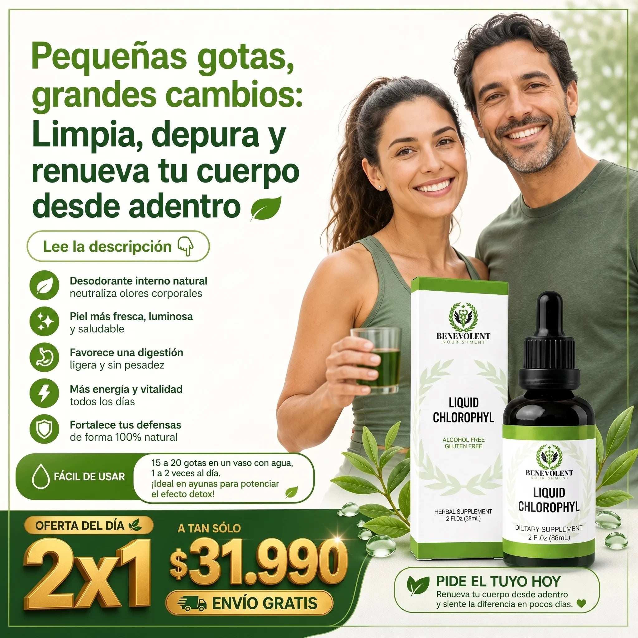 Clorofila Benevolent Detox x 60 ML - Promo 2x1 + envío Gratis
