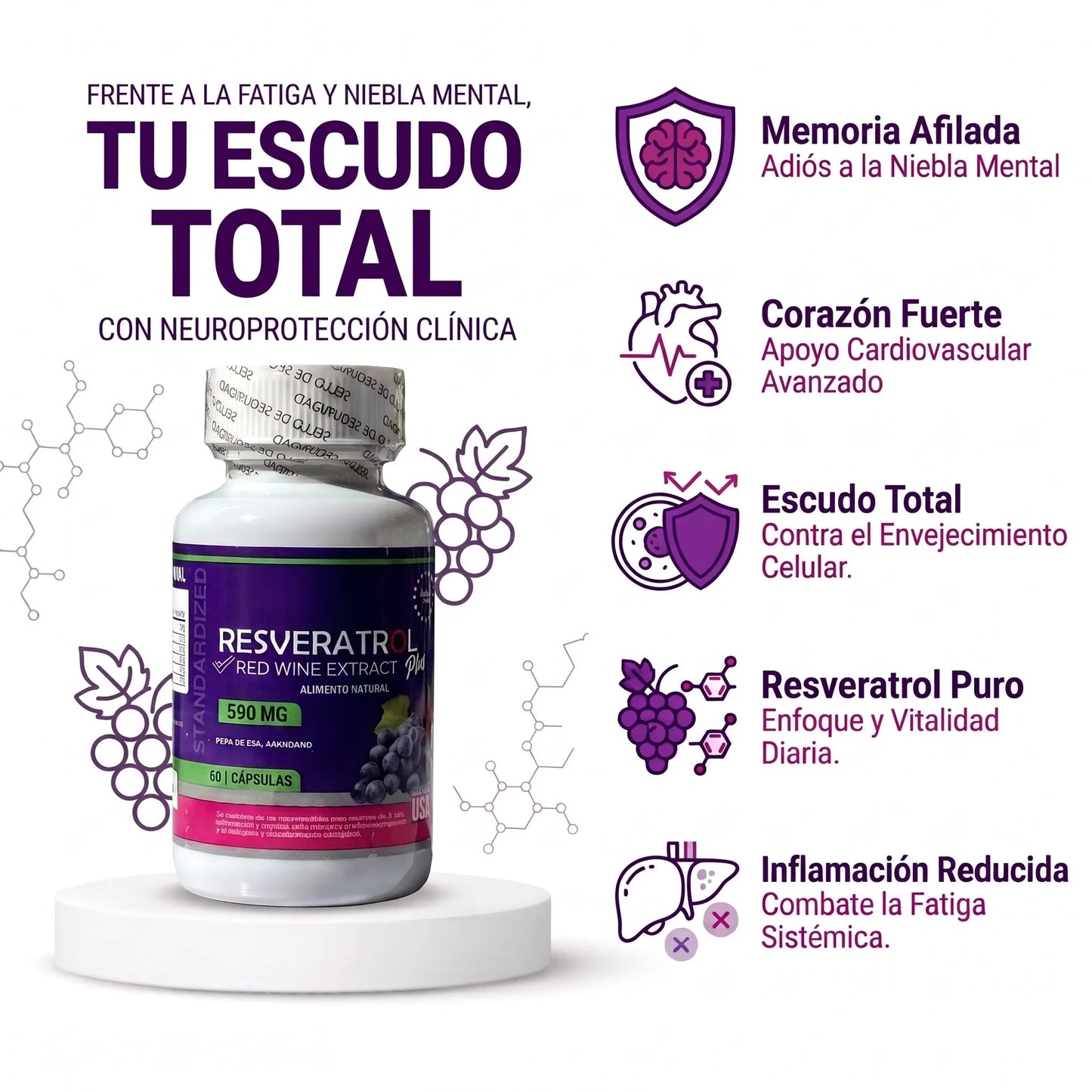 Resveratrol 590 mg - Oferta 2x1 + Envío Gratis
